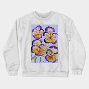 Viola Watercolor Purple Floral Pattern on Lavender Purple Crewneck Sweatshirt